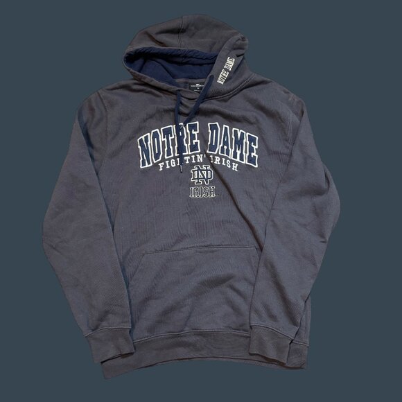 Notre Dame Fighting Irish Hoodie M Colosseum Charcoal Gray Fleece Pullover Kanga - Picture 1 of 7